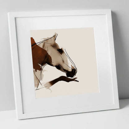 Unspoken Bond horse & rider art print in white frame