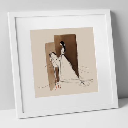 Ethereal Harmony horse & rider art print in white frame