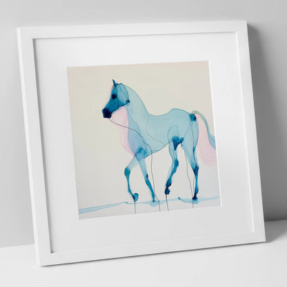Cerulean Grace horse breed art print in white frame