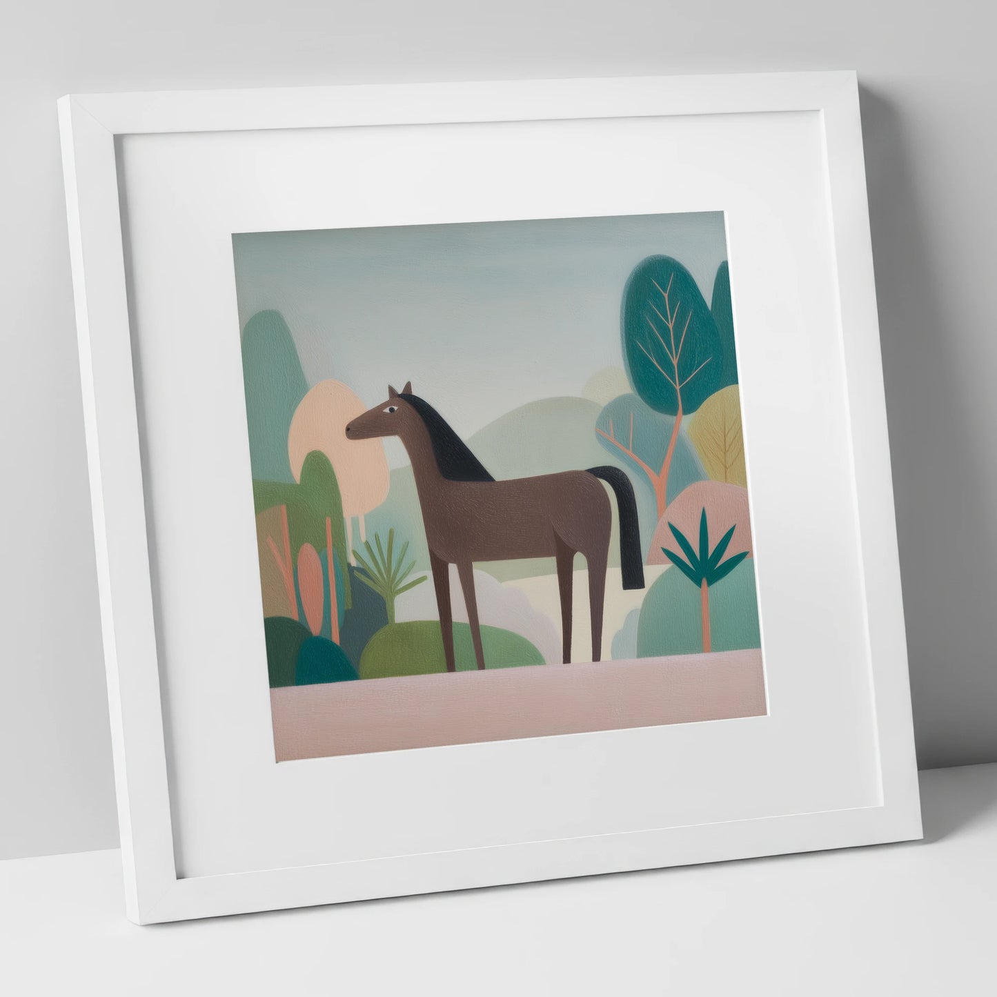 The Quiet Valley horse breed art print in white frame