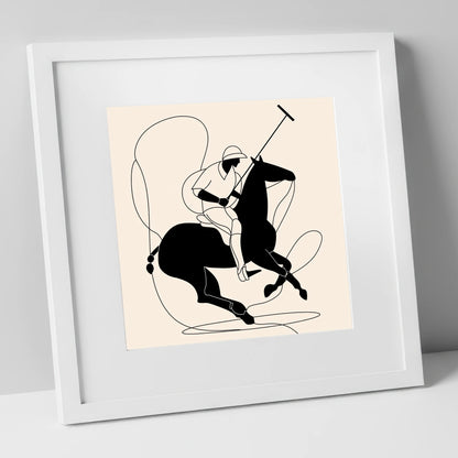 Polo in Motion polo horse art print in white frame