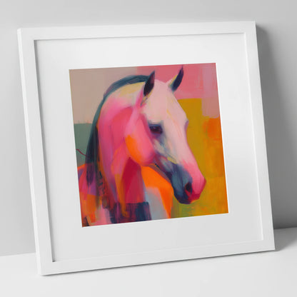 Vivid Equine Expression horse breed art print in white frame