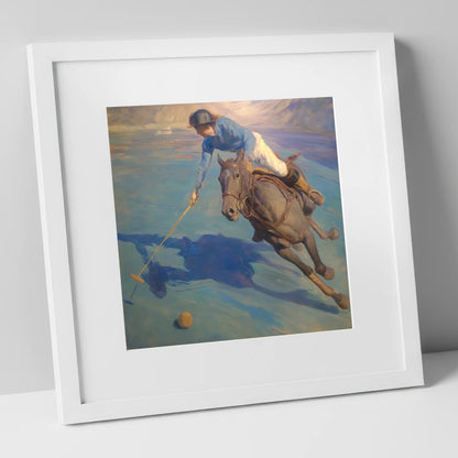 The Final Chukka polo horse art print in white frame