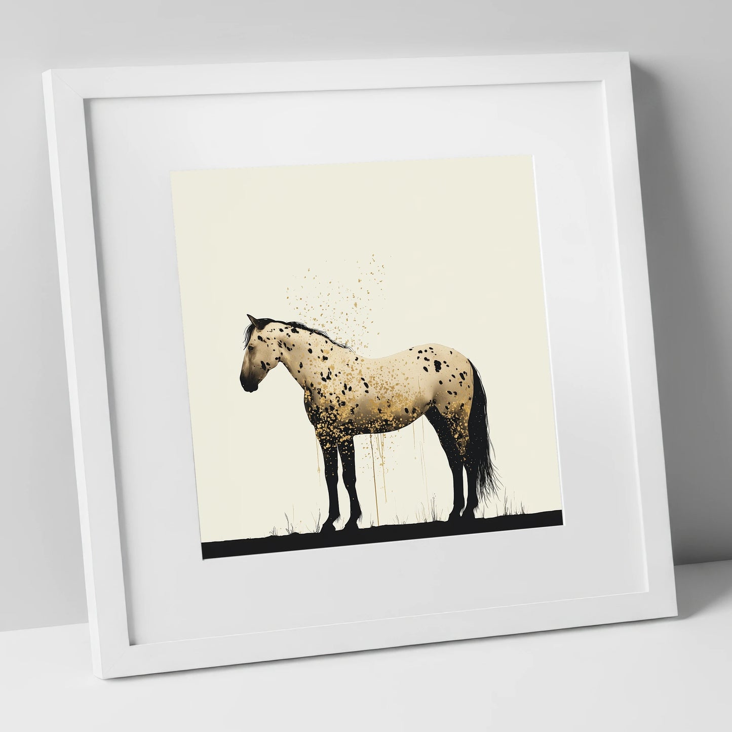 Gilded Appaloosa Elegance horse breed art print in white frame