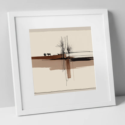 Horizon Bond horse & rider art print in white frame