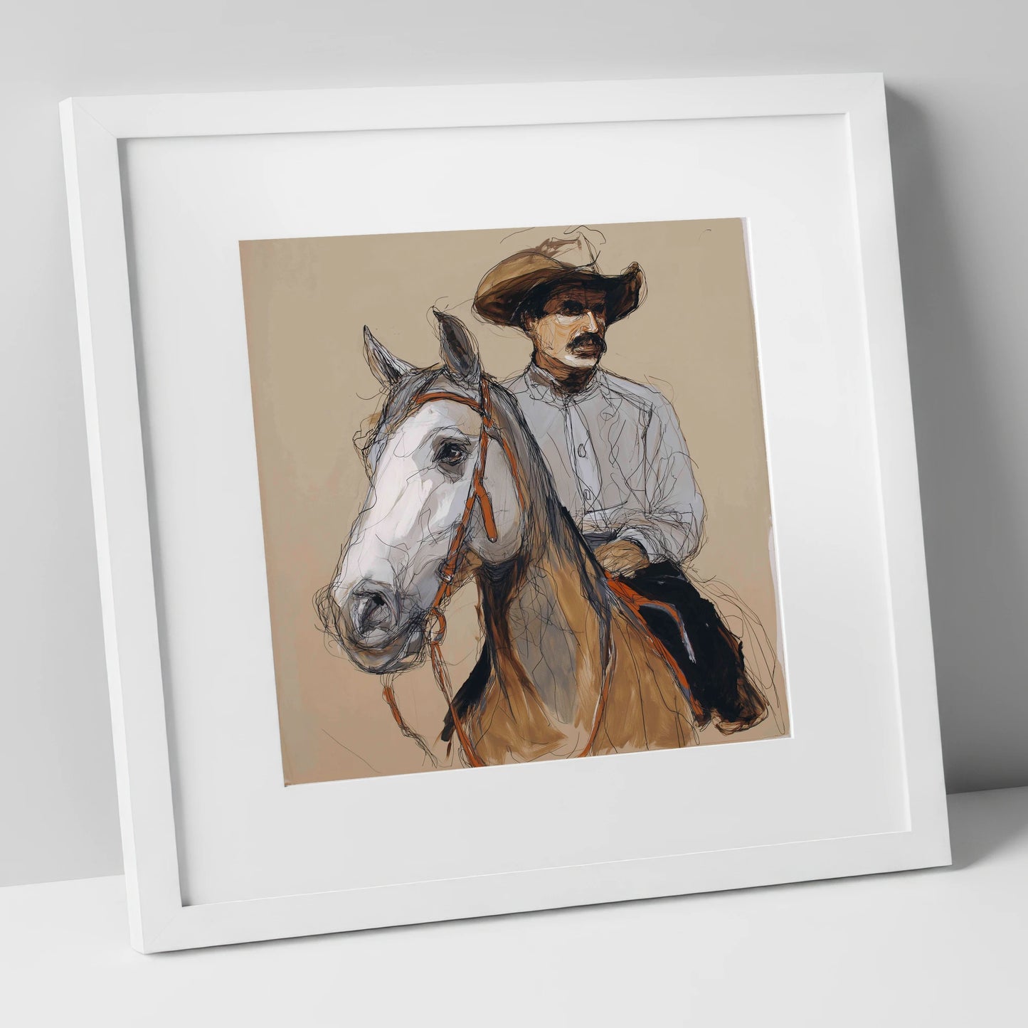 Soul of the West western horse art print in white frame