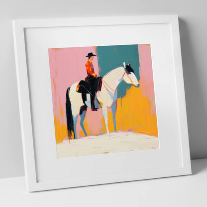 Vivid Western Spirit western horse art print in white frame