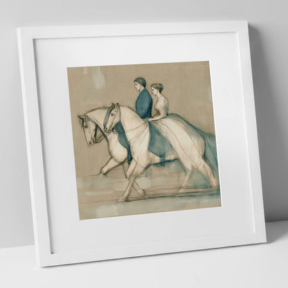 Quiet Companionship horse & rider art print in white frame