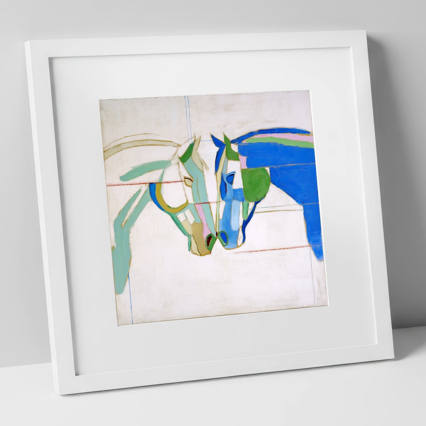 Architectural Harmony horse portrait art print in white frame