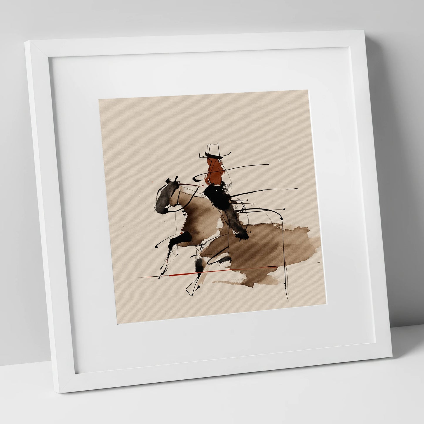 Fluid Western Motion western horse art print in white frame