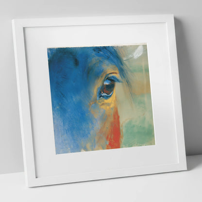 The Cerulean Gaze horse portrait art print in white frame