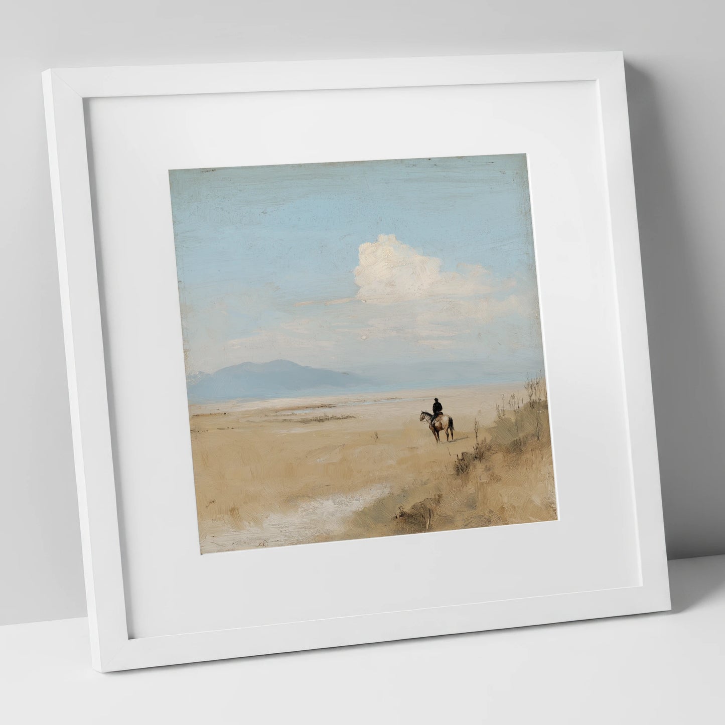 Distant Horizons horse landscape art print in white frame