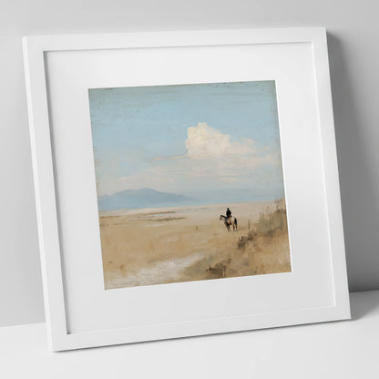 Distant Horizons horse landscape art print in white frame