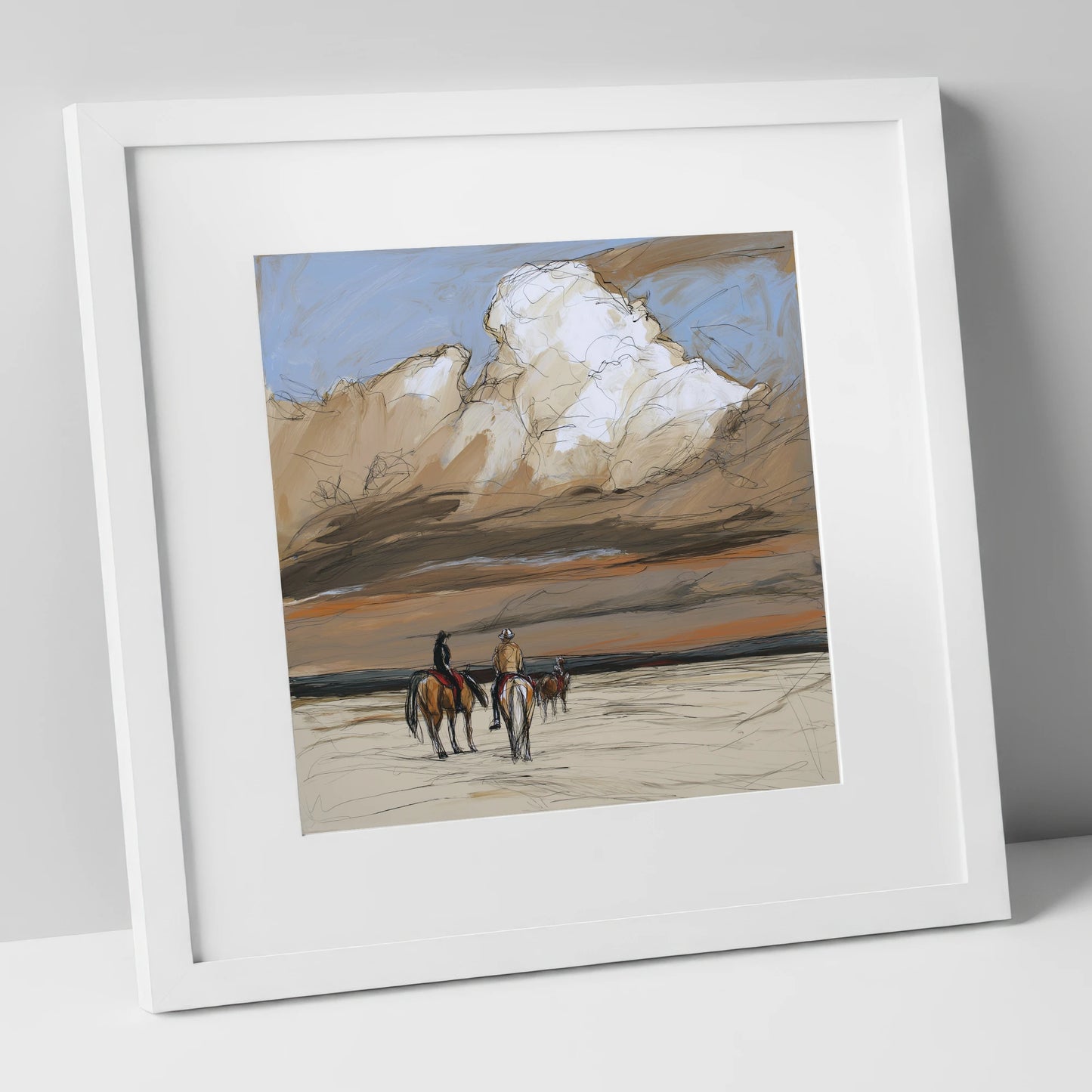 Boundless Skies horse landscape art print in white frame