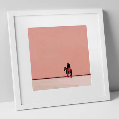 The Quiet Frontier western horse art print in white frame