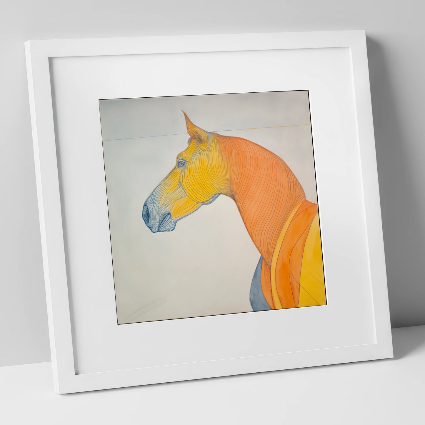 Rhythm In Amber horse portrait art print in white frame