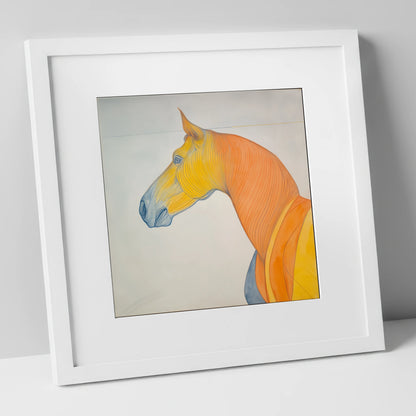 Rhythm In Amber horse portrait art print in white frame