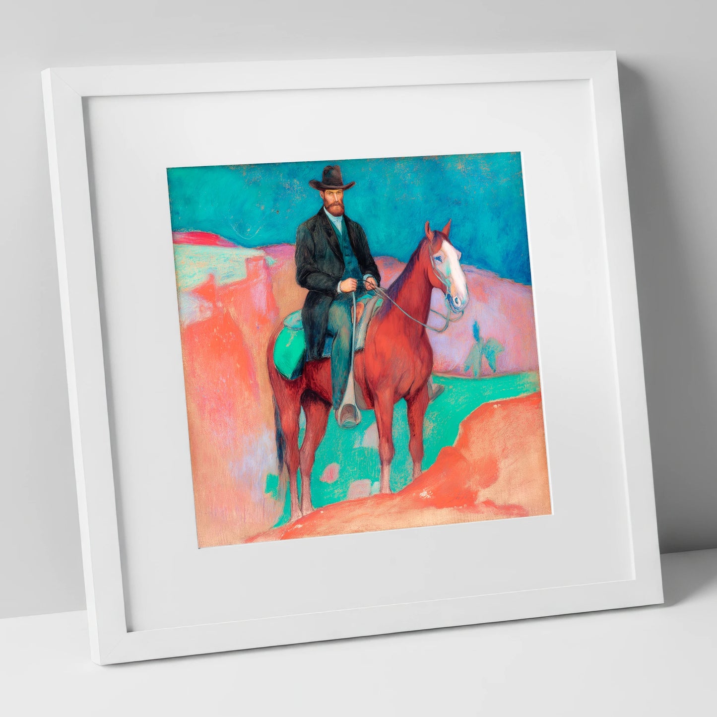 The Painted Frontier western horse art print in white frame