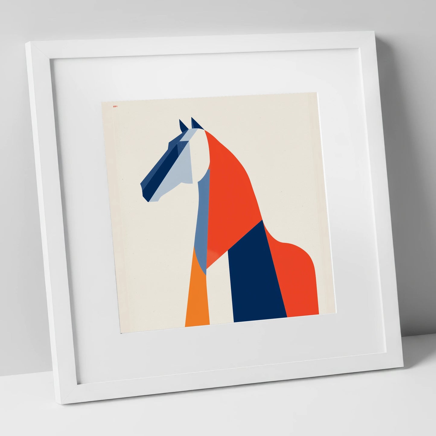 Modernist Equine Form horse breed art print in white frame