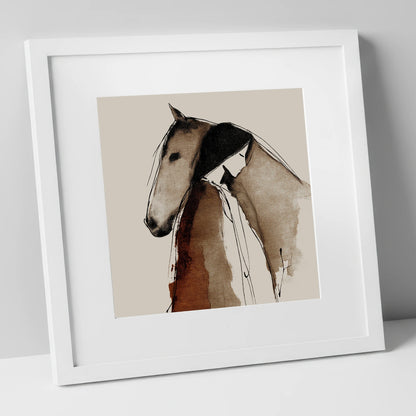 The Unspoken Bond horse & rider art print in white frame