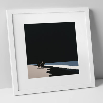 Obsidian Shores horse landscape art print in white frame