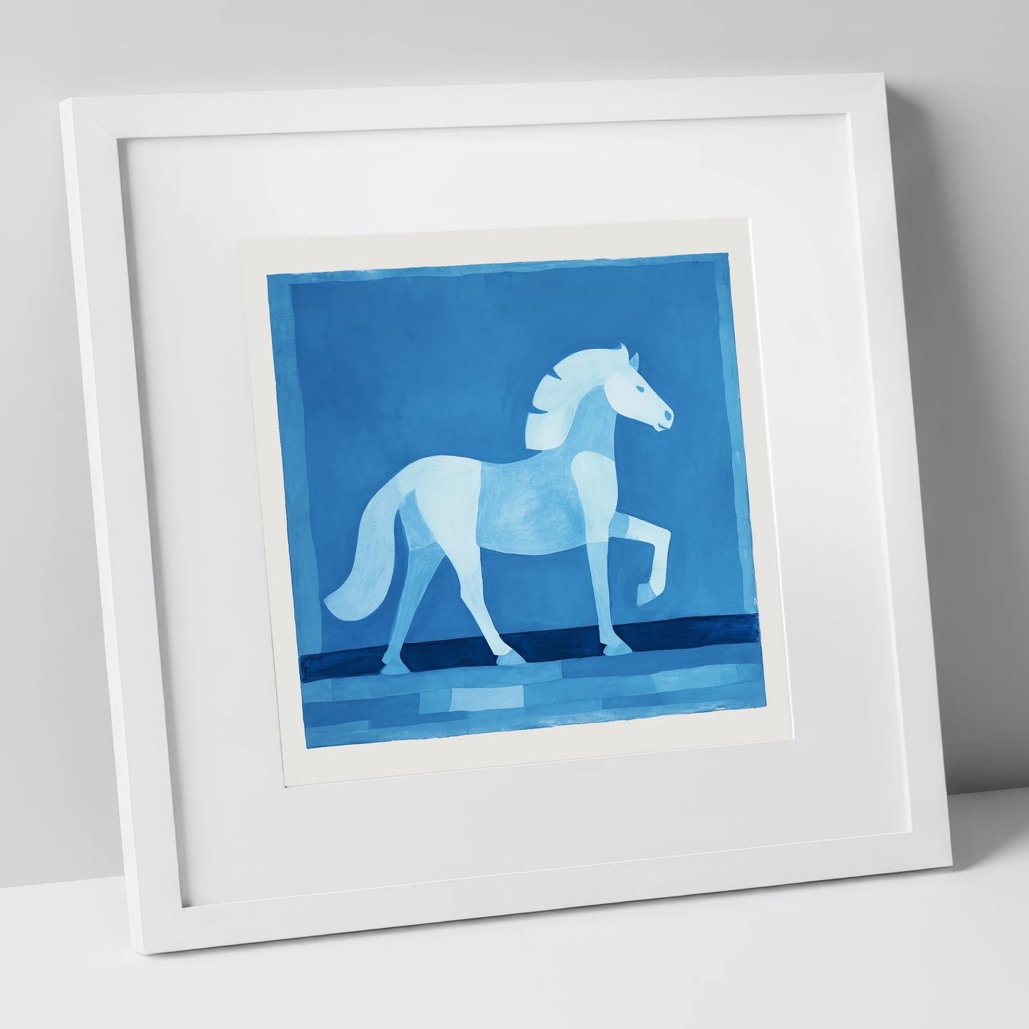 Azure Equine Form horse breed art print in white frame