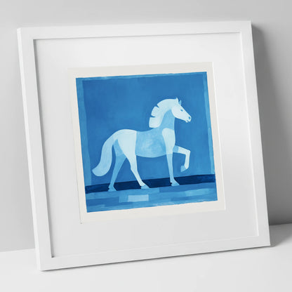 Azure Equine Form horse breed art print in white frame