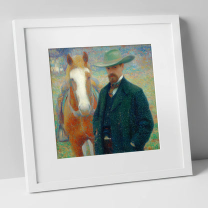 The Western Horseman western horse art print in white frame