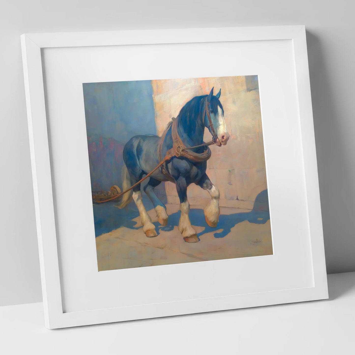 Strength in Harness horse breed art print in white frame