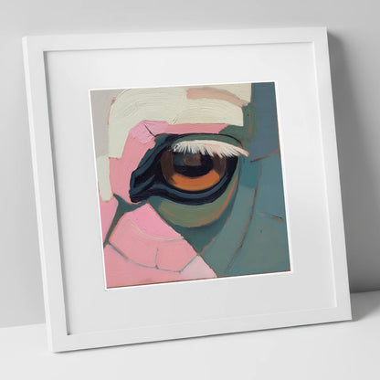 The Gentle Observer horse portrait art print in white frame