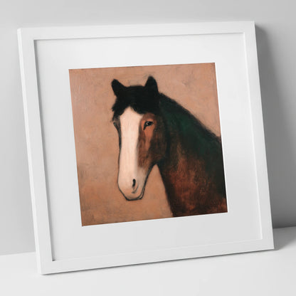 Serene Bay Portrait horse portrait art print in white frame