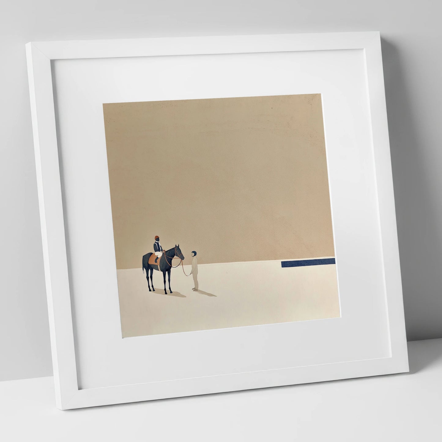 Quiet Anticipation racing horse art print in white frame
