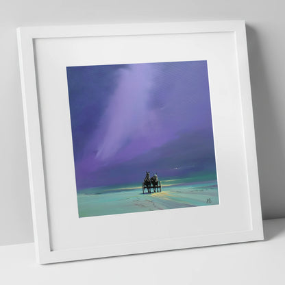 Twilight Harness working horse art print in white frame