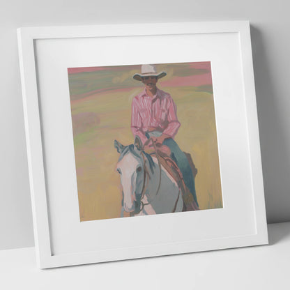 Dusk on the Plains western horse art print in white frame