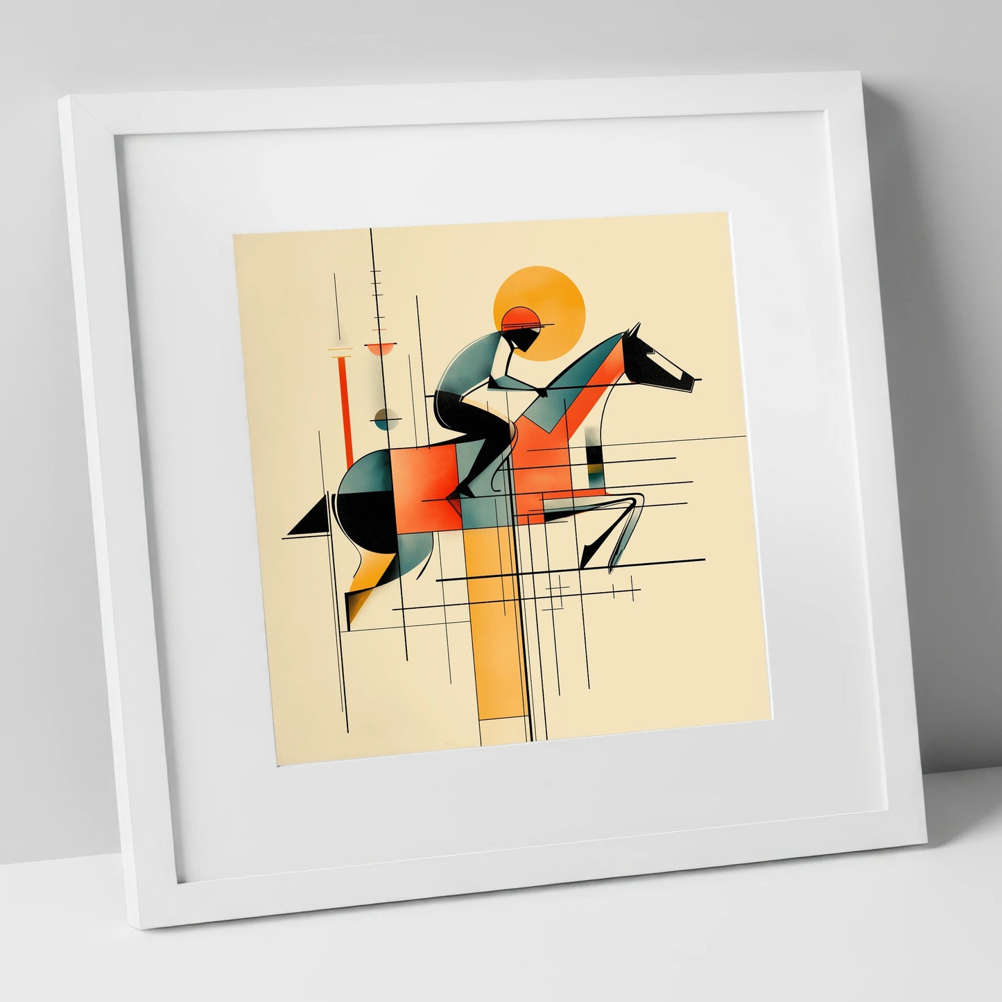 Precision at Pace racing horse art print in white frame