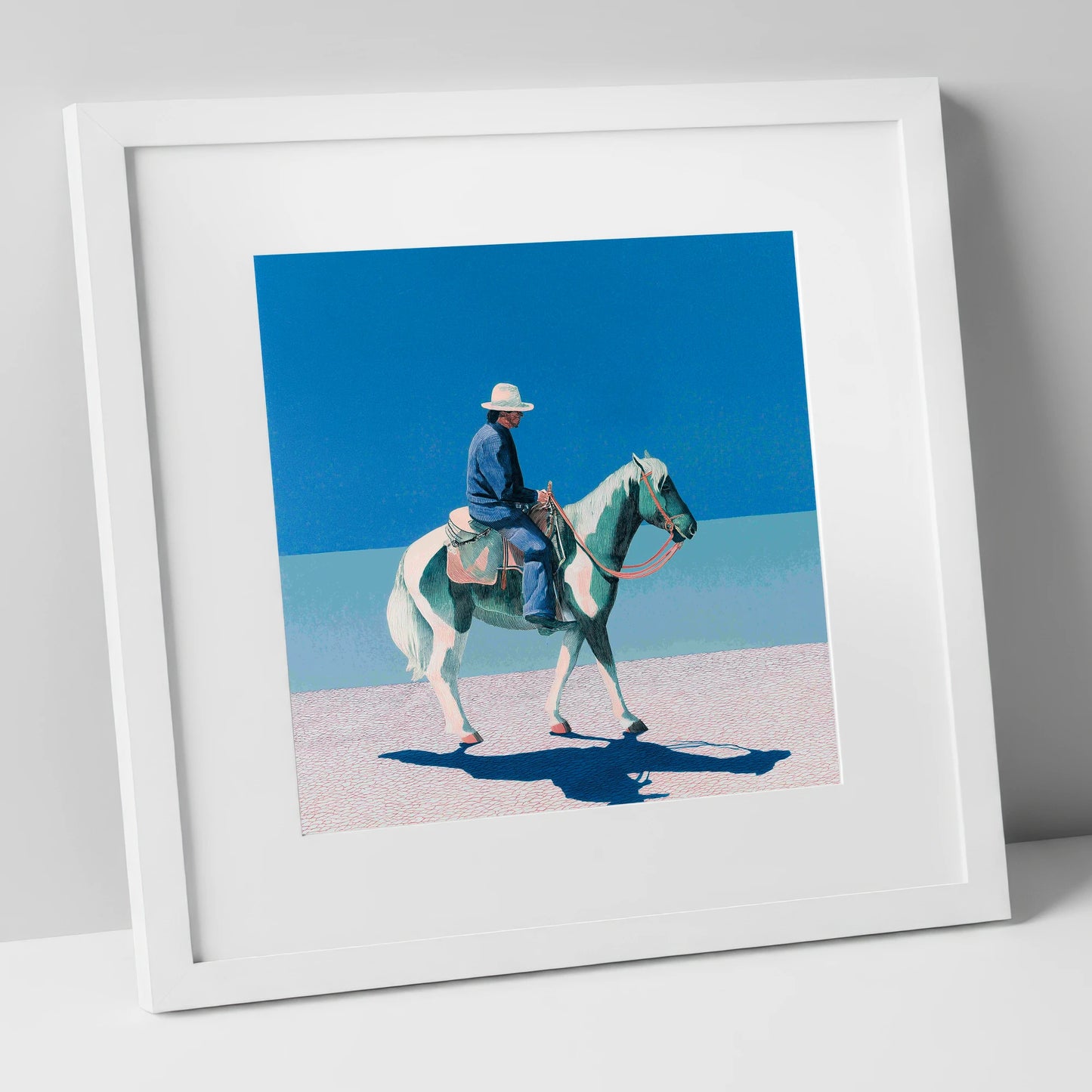 The Vast Horizon western horse art print in white frame