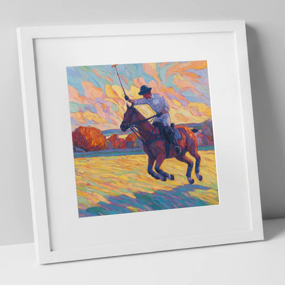 The Final Chukka polo horse art print in white frame