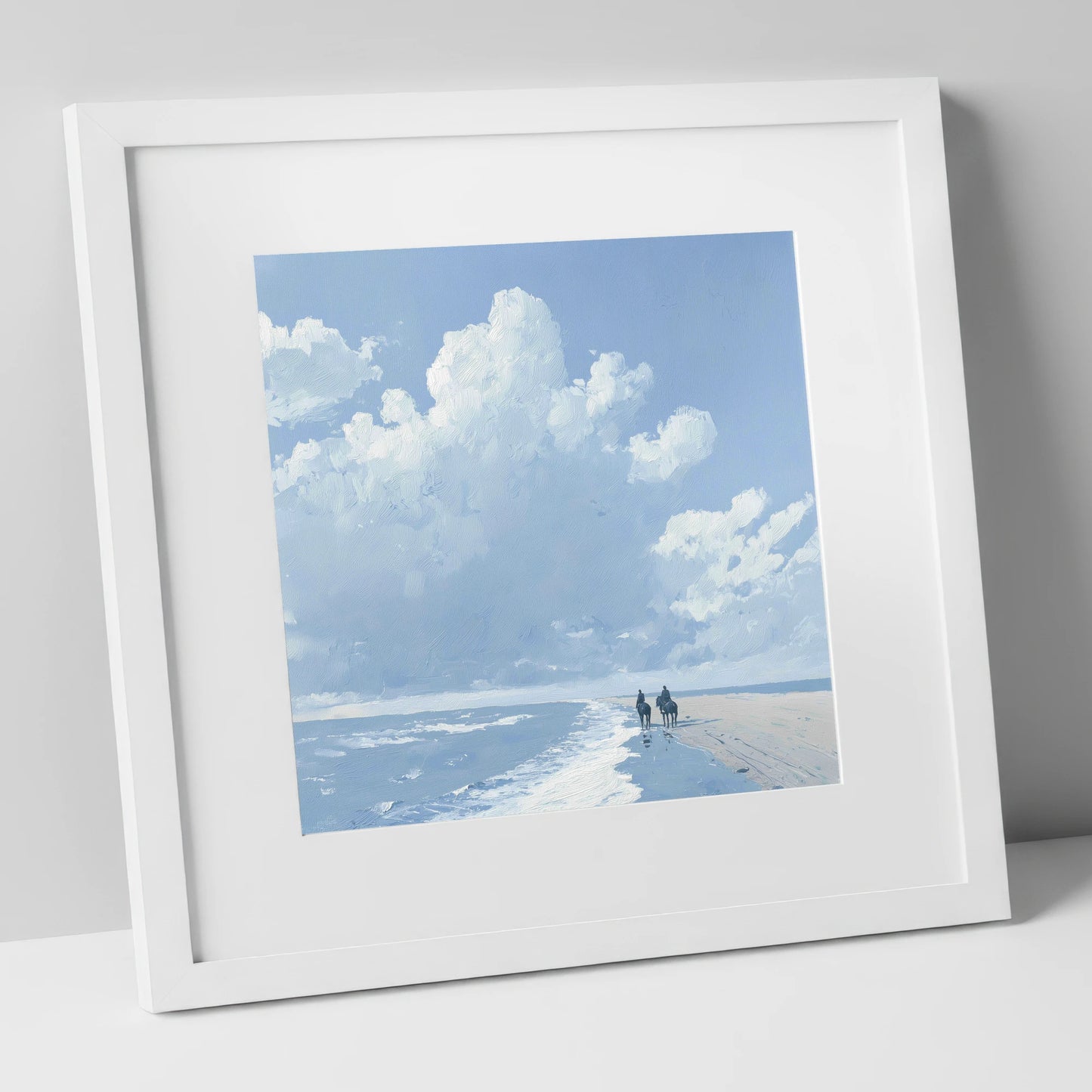 Beneath Vast Coastal Skies horse landscape art print in white frame