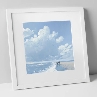 Beneath Vast Coastal Skies horse landscape art print in white frame