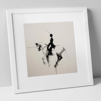 Ethereal Dressage Harmony dressage horse art print in white frame