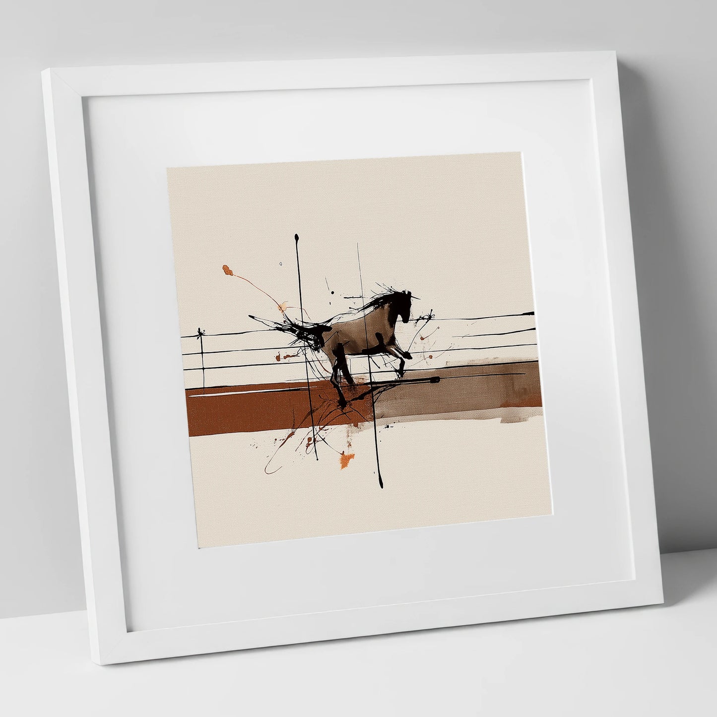 Unbridled Momentum horse portrait art print in white frame