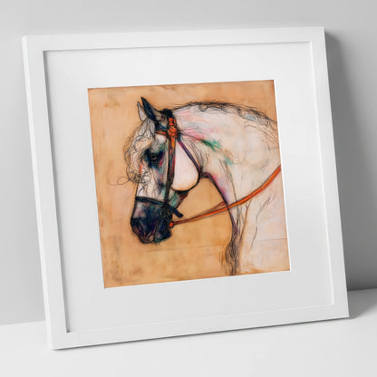 The Iberian Soul horse breed art print in white frame