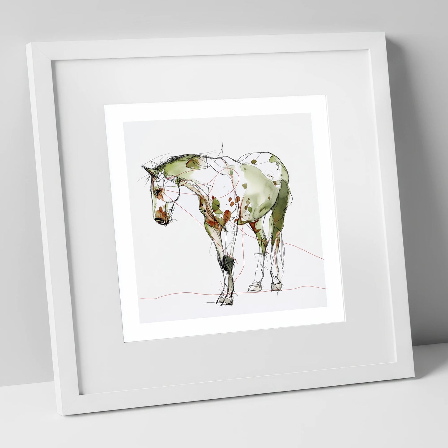 Earthy Appaloosa Contour horse breed art print in white frame