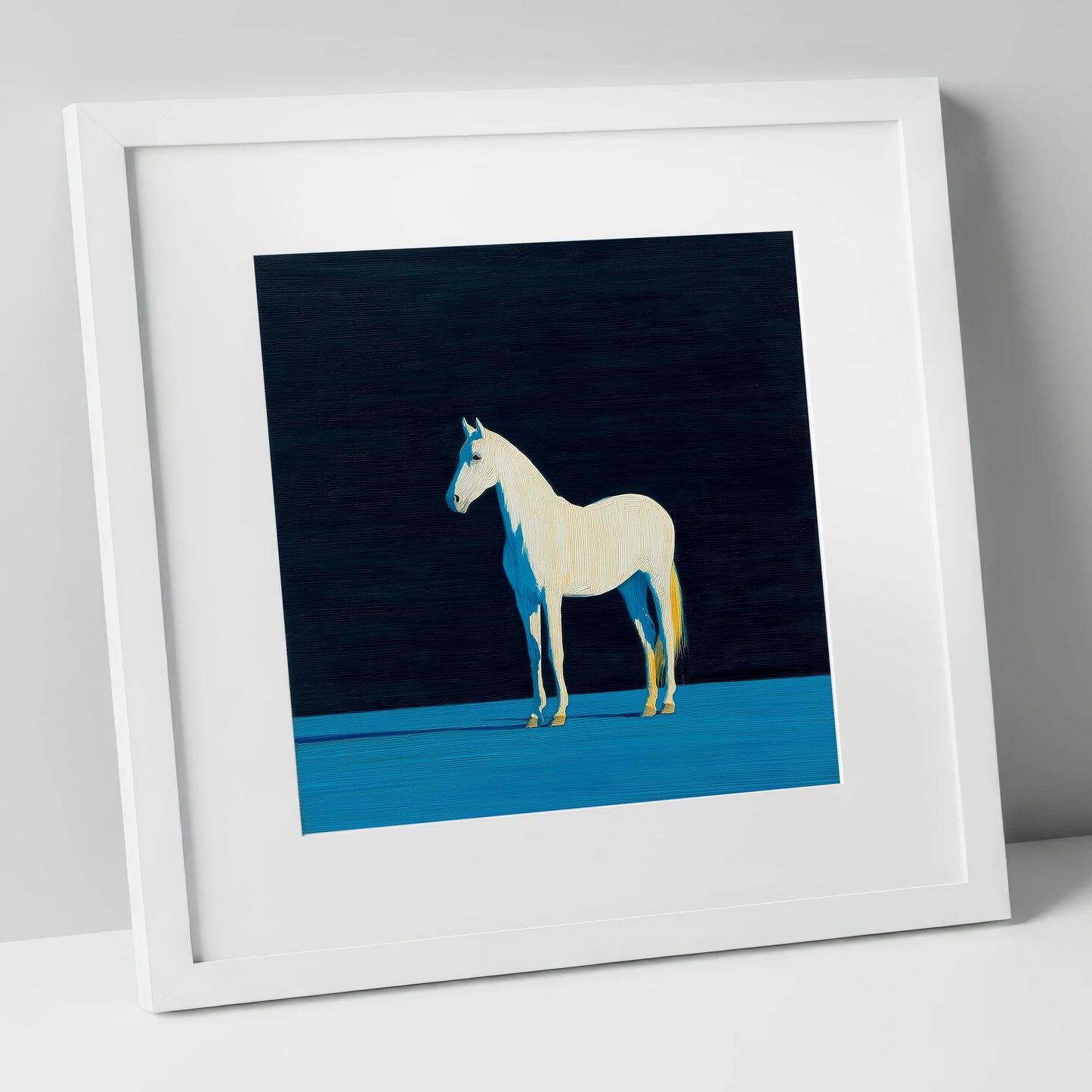 Azure Shadow Equine horse breed art print in white frame