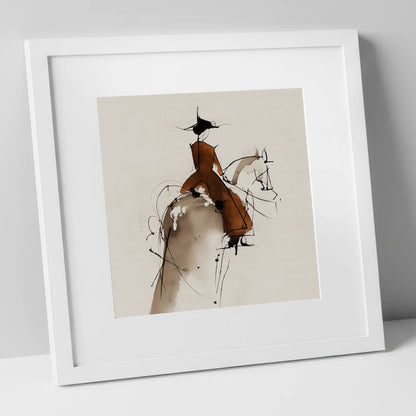 Classical Harmony horse & rider art print in white frame