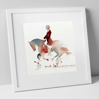 Crimson Collection dressage horse art print in white frame