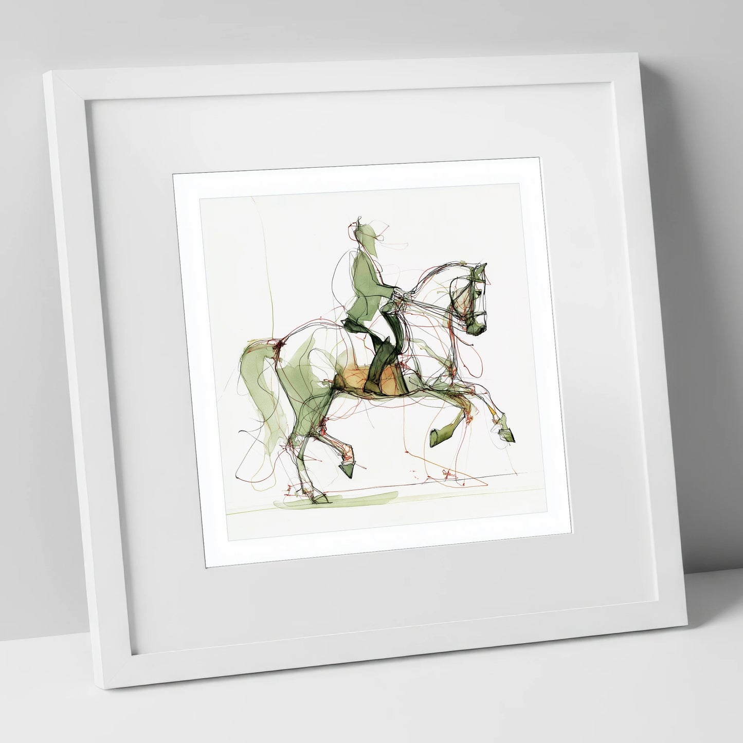 Expressive Dressage dressage horse art print in white frame