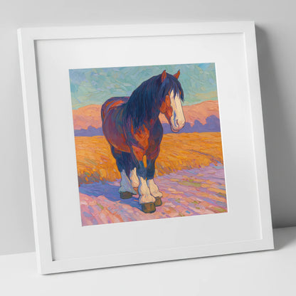 Vivid Heavy Horse horse breed art print in white frame