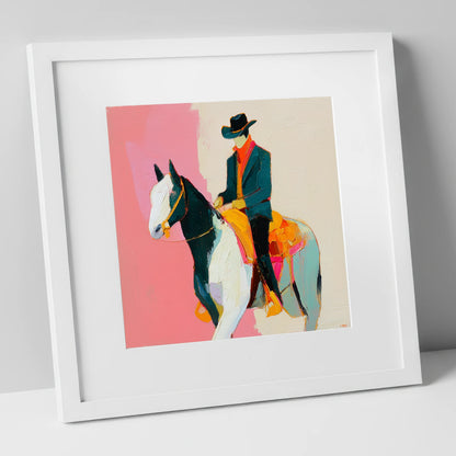 Modern Western Spirit western horse art print in white frame