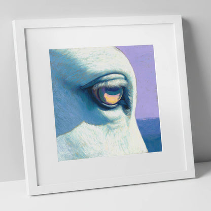 The Serene Gaze horse portrait art print in white frame